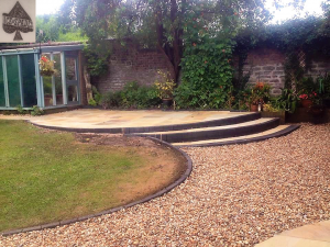 Patio and gravel path
