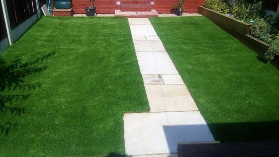 Artificial grass with stone path